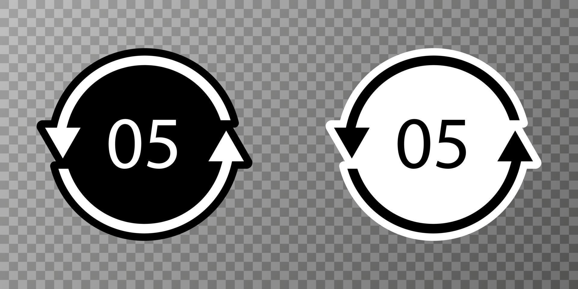 Plastic recycle symbol PP 5 vector icon.