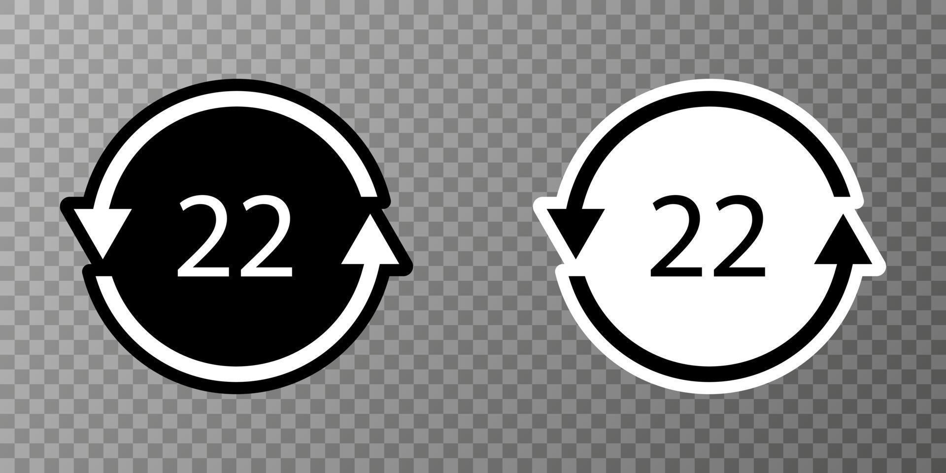 Paper recycling symbol PAP 22. Vector illustration.