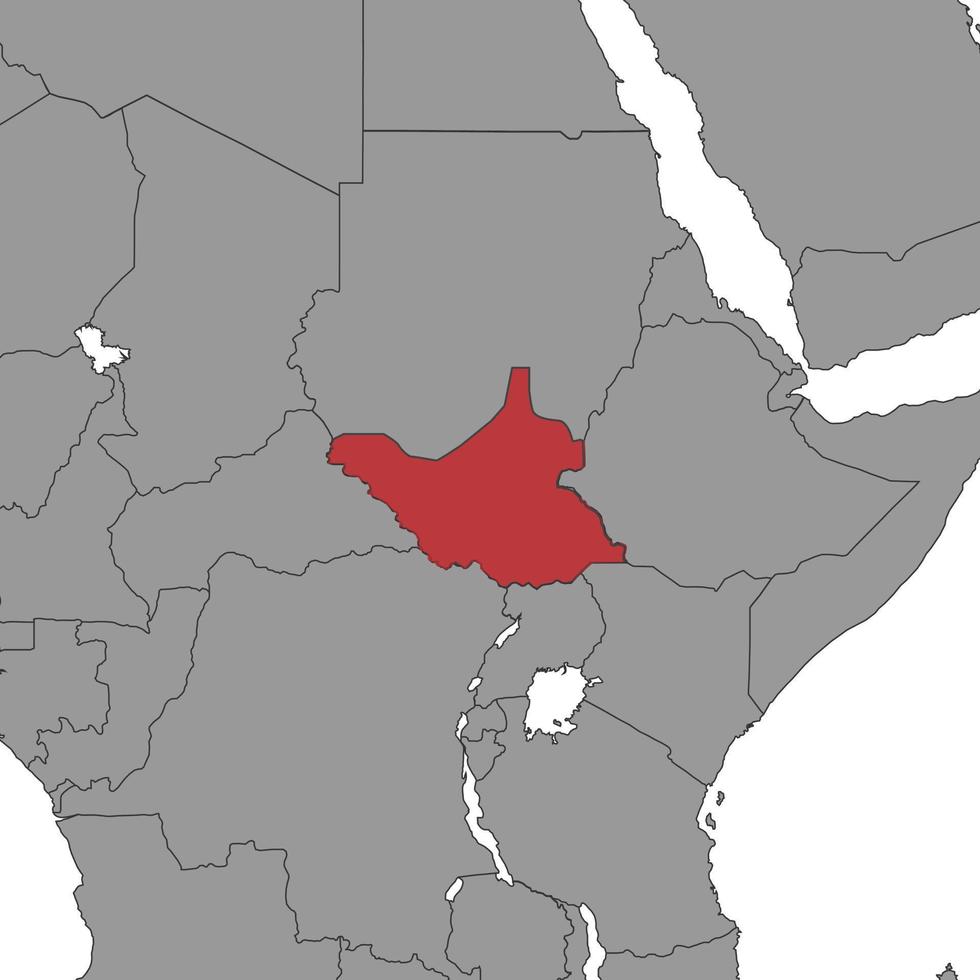 South Sudan on world map. Vector illustration.