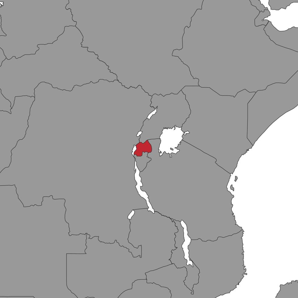 Rwanda on world map. Vector illustration.