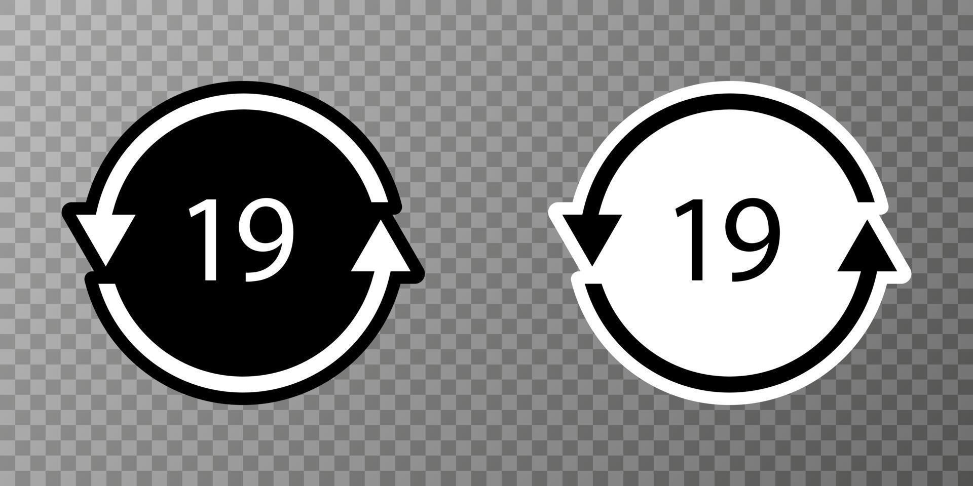 Battery recycling code Alkaline 19 . Vector illustration