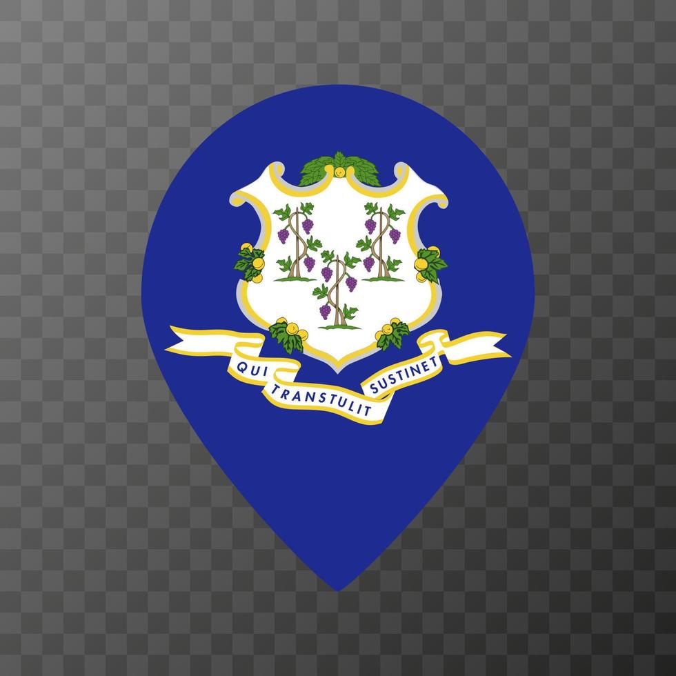 Map pointer with flag Connecticut state. Alabama flag. Vector illustration.