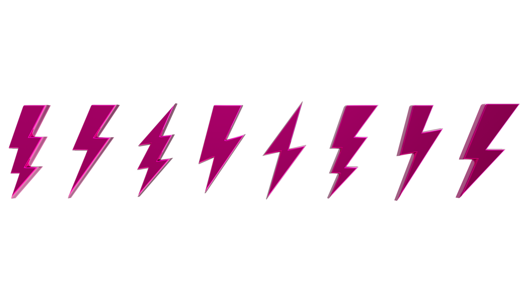 3D Set lightning bolt. Thunderbolt on transparent PNG Background