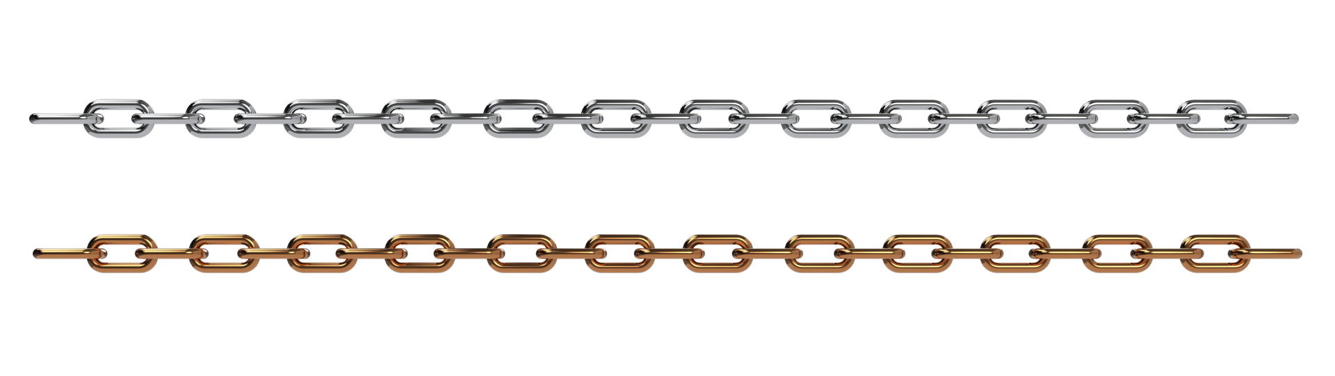 Metal chain links isolated on Transparent background PNG