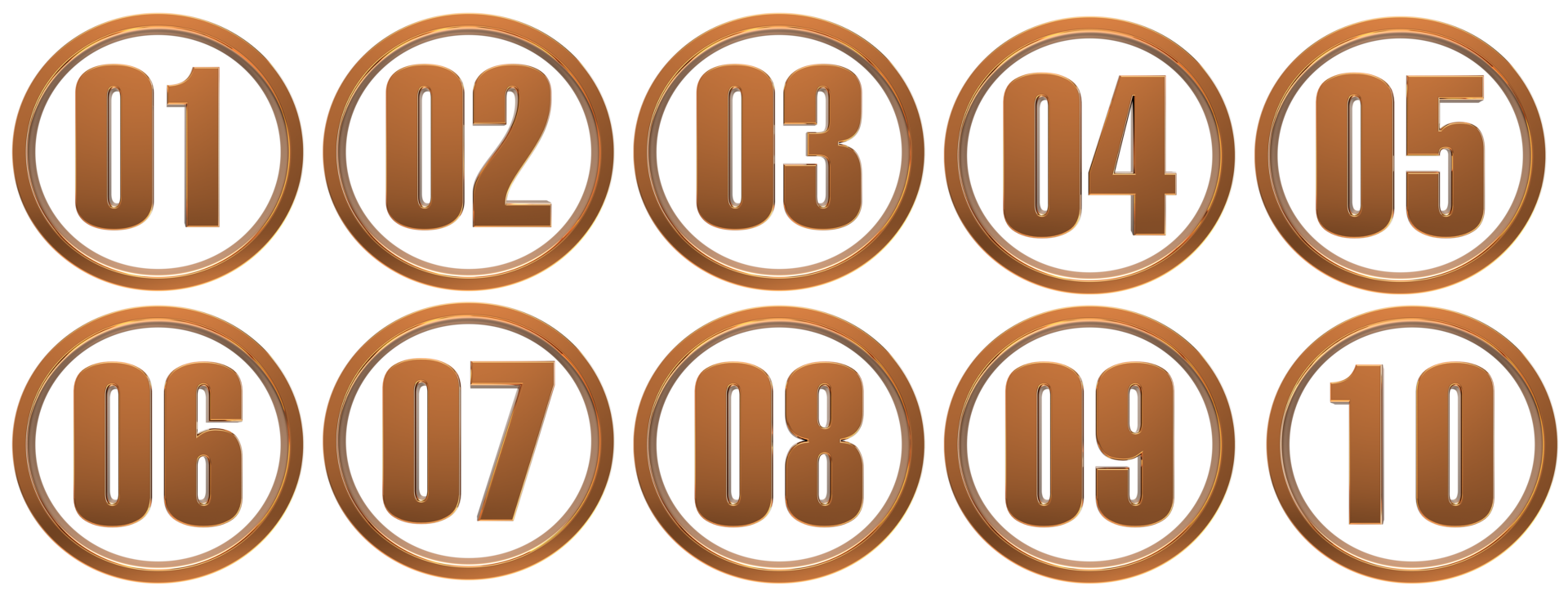 3D Number set 1 to 10 isolated on transparent background png