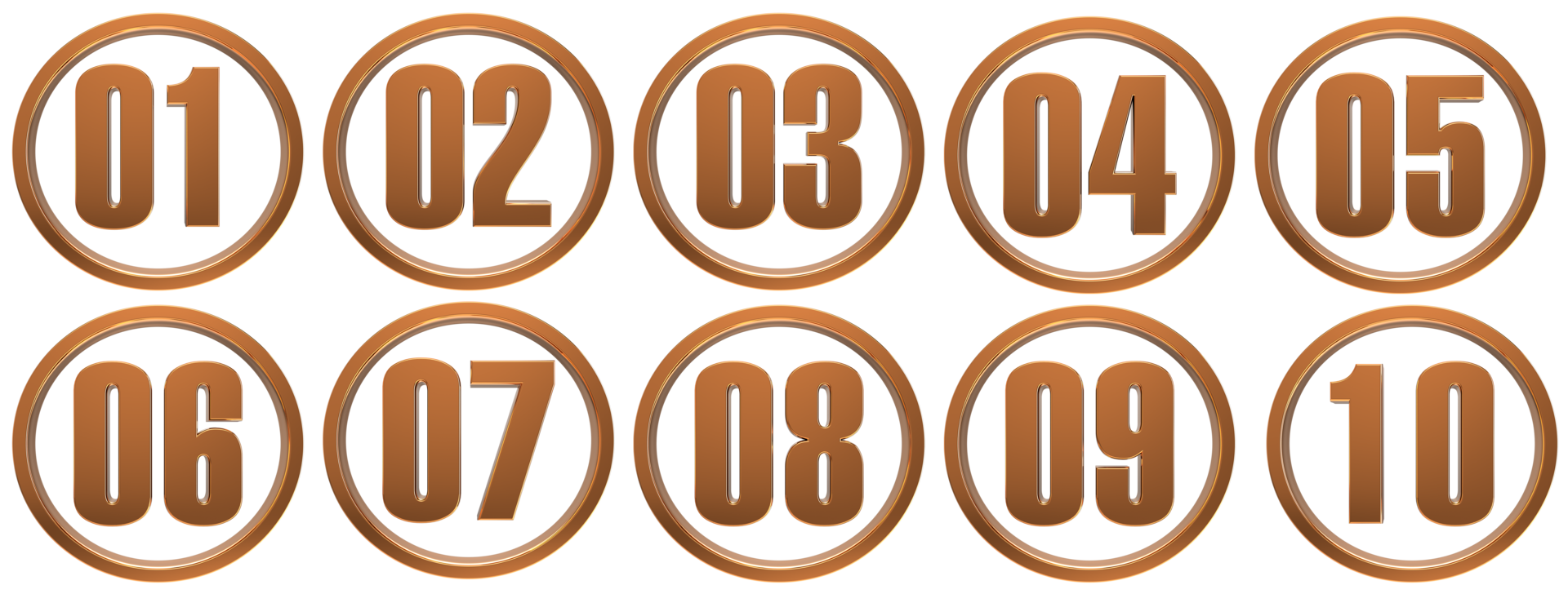 3D Number set 1 to 10 isolated on transparent background png