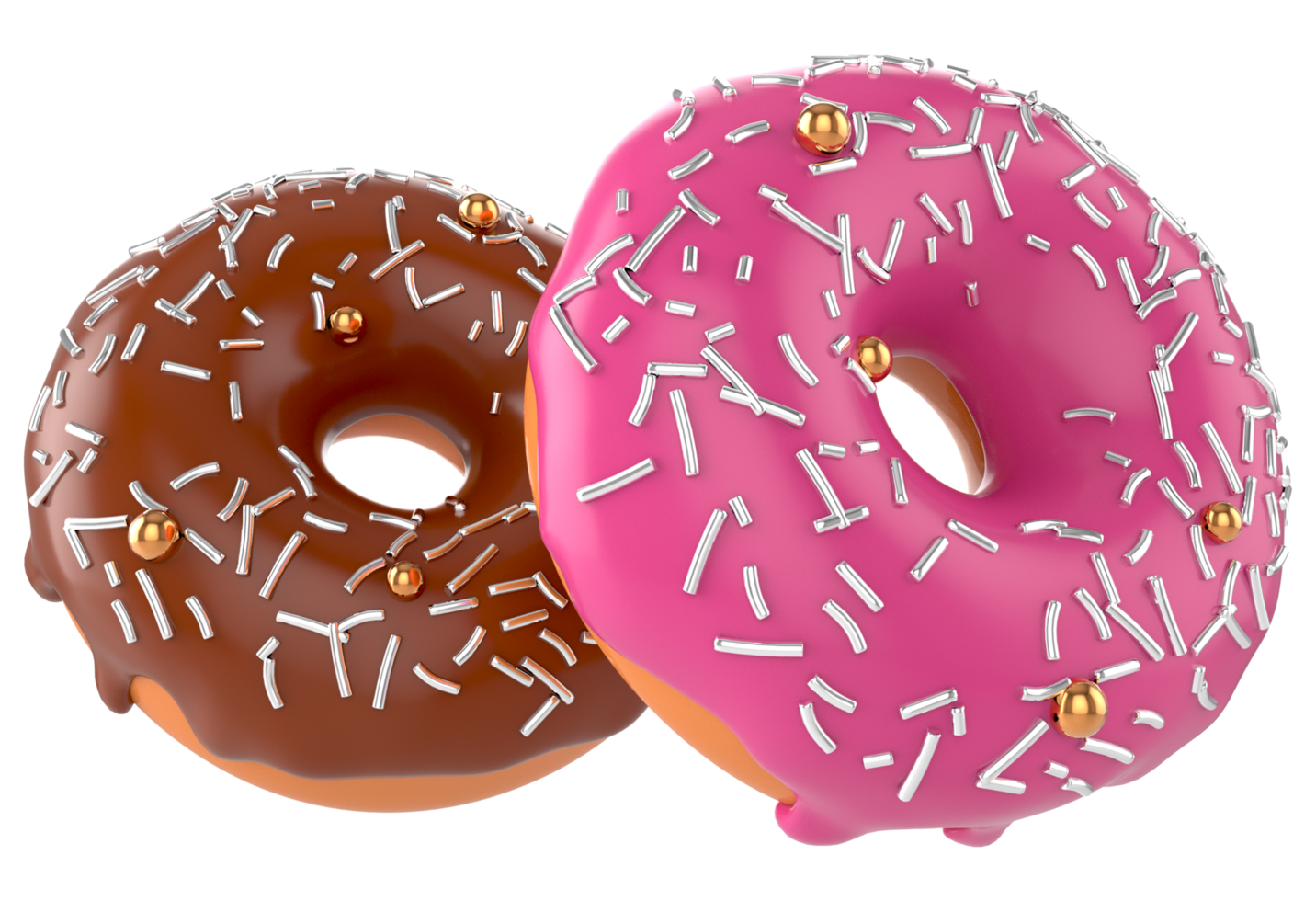 Bunt dekorierte Donuts isoliert auf transparentem Hintergrund png