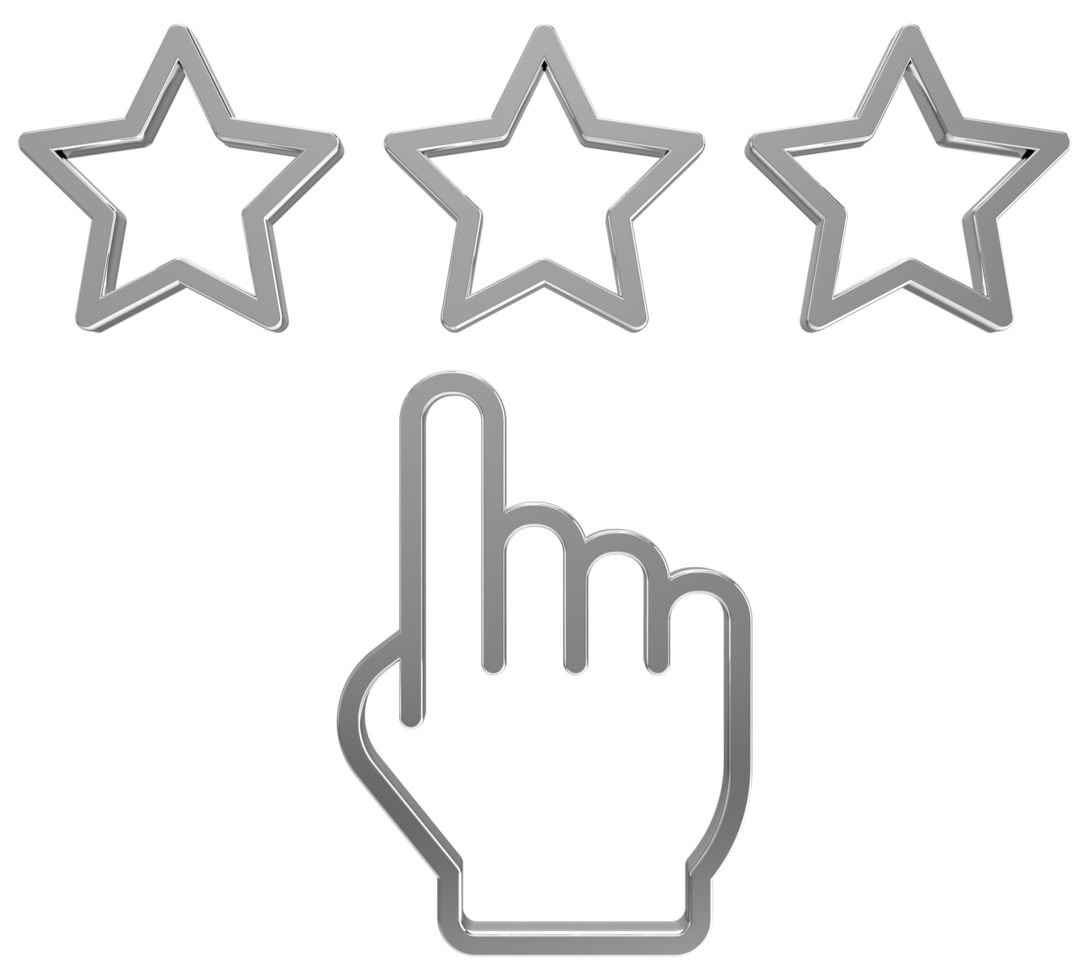 3 Star rating star 3D illustration png on transparent background