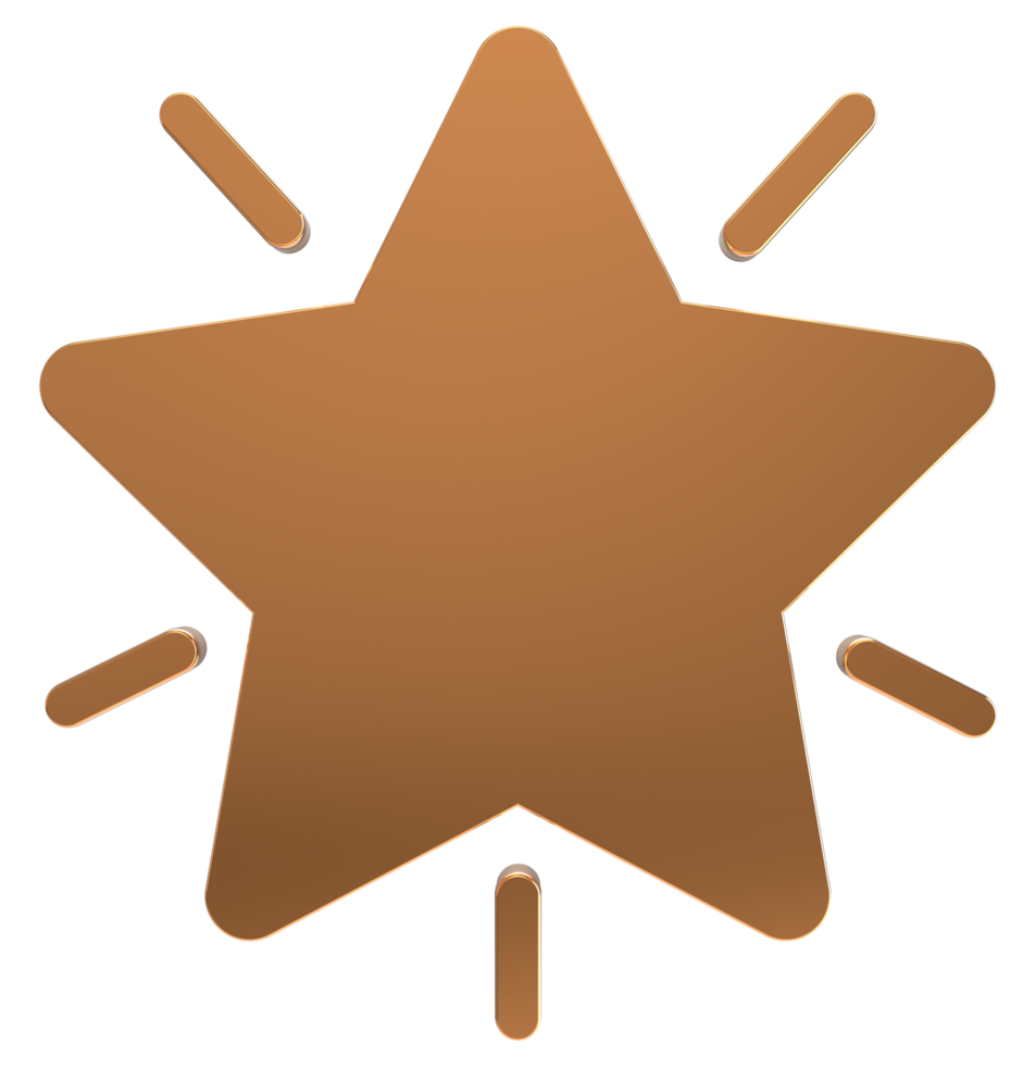 3d star Golden 3d elements isolated on transparent png background