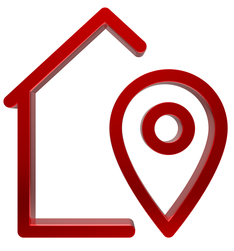 3D Home location icon on transparent background png