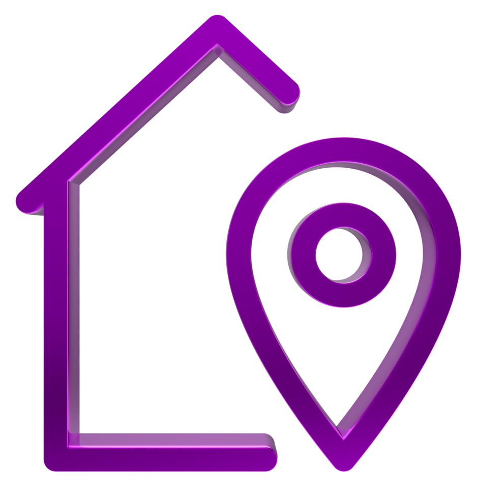 3D Home location icon on transparent background png