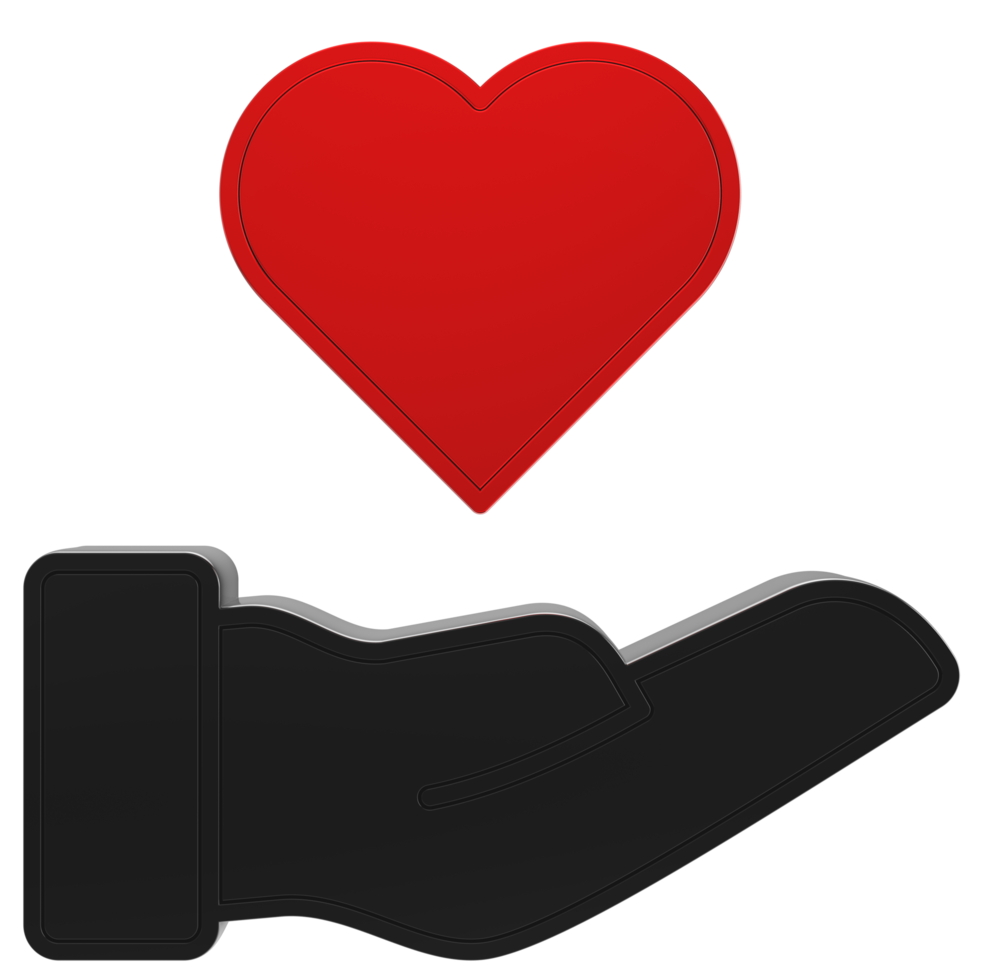 heart on hand icon isolated on transparent background png