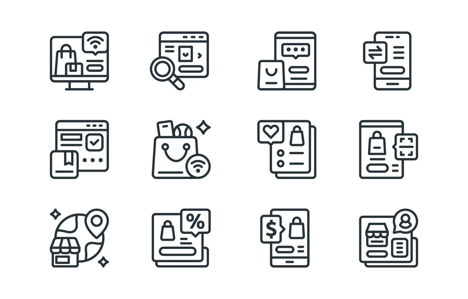 Ecommerce Icon Set with Monoline Style for Application vector