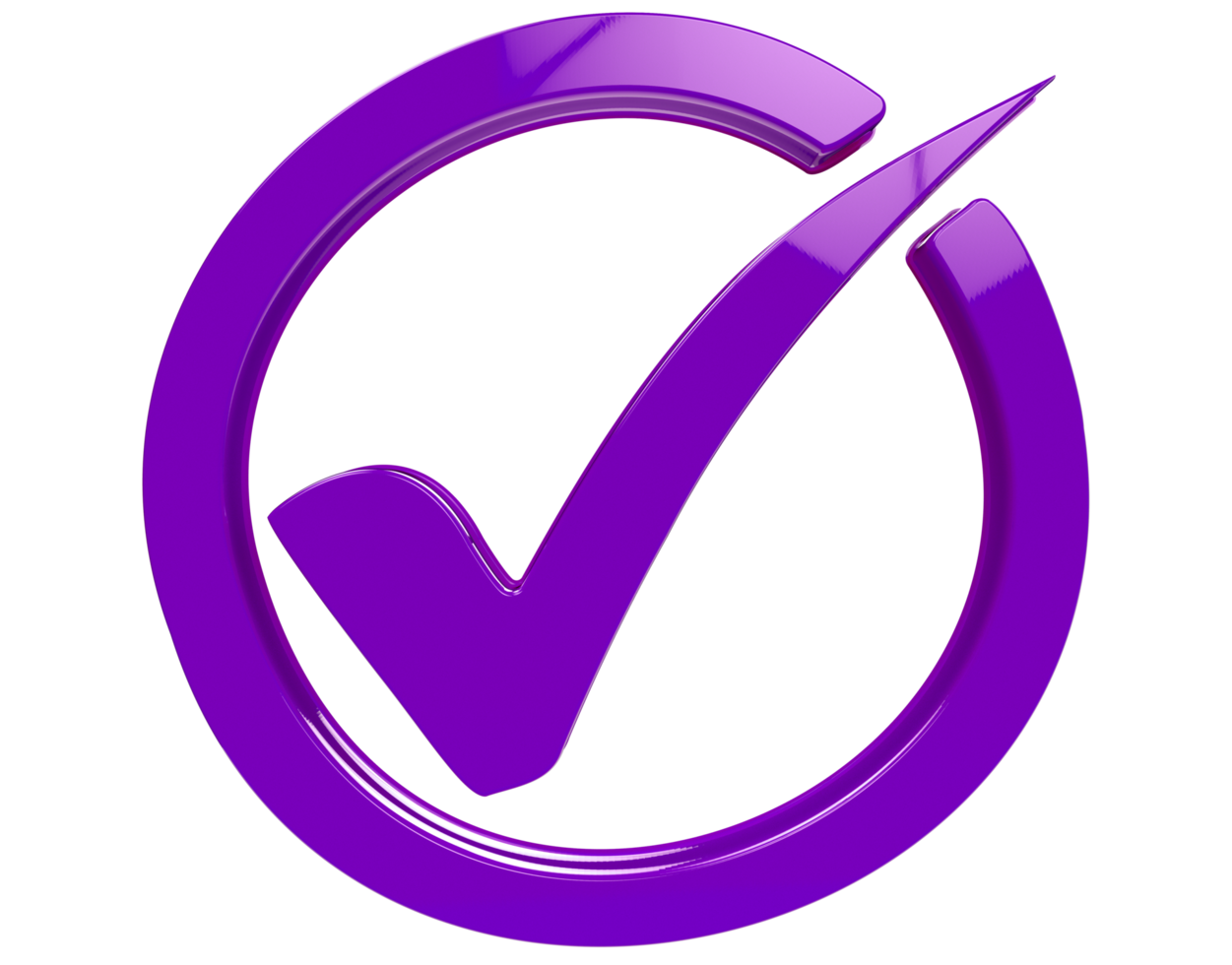 Purple check mark icon png on Transparent Background