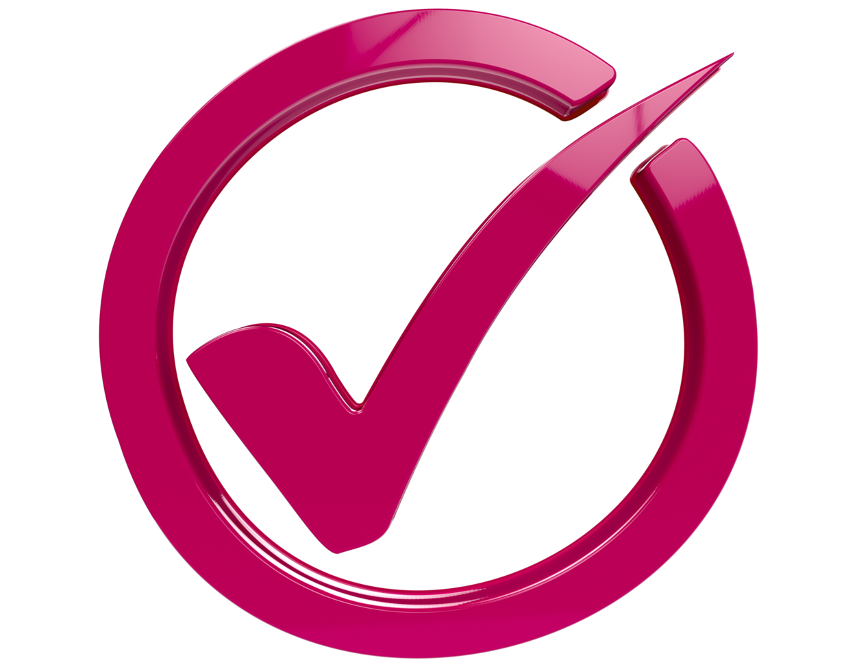 Pink check mark icon png on Transparent Background