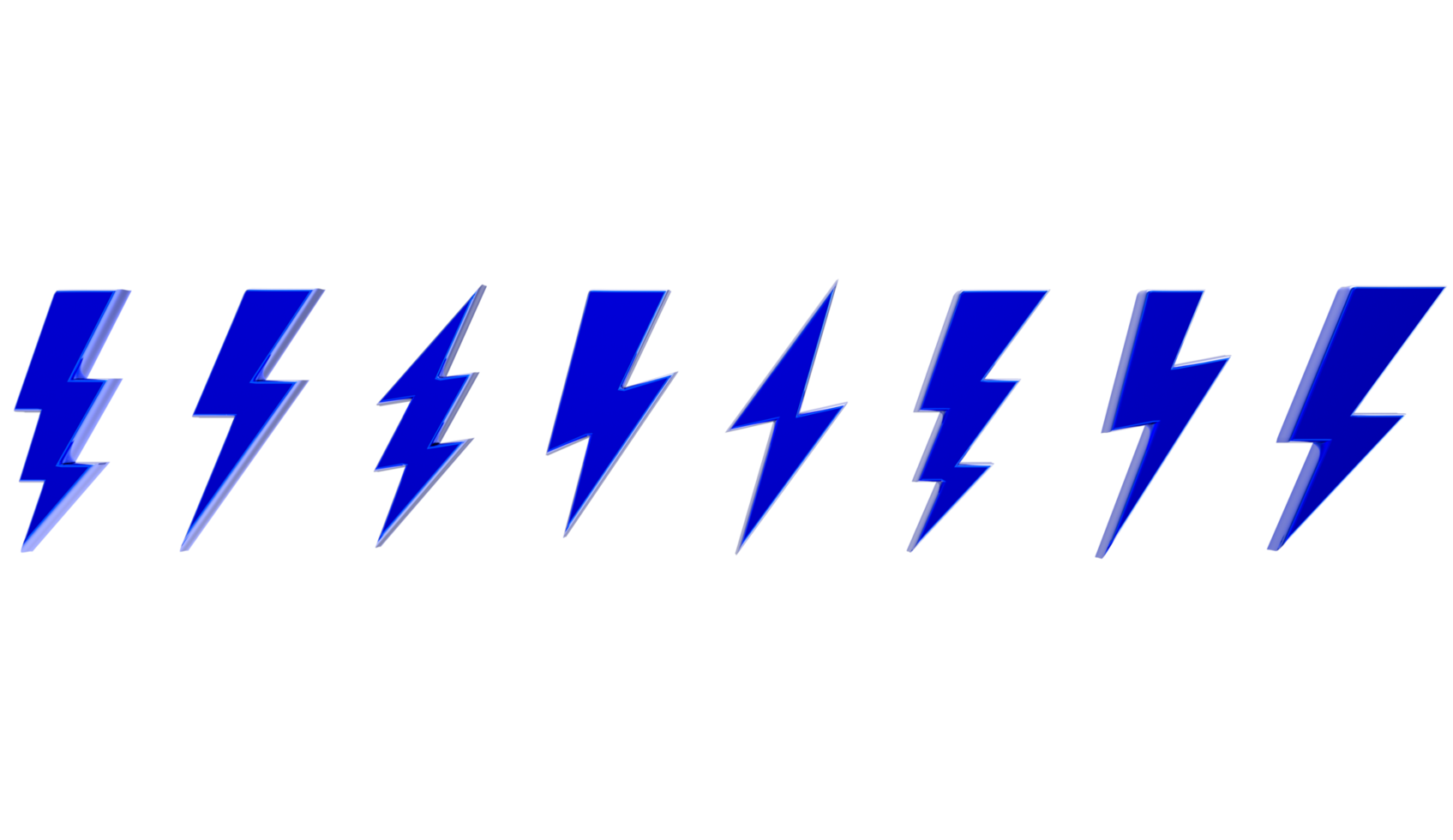 3D Set lightning bolt. Thunderbolt on transparent PNG Background