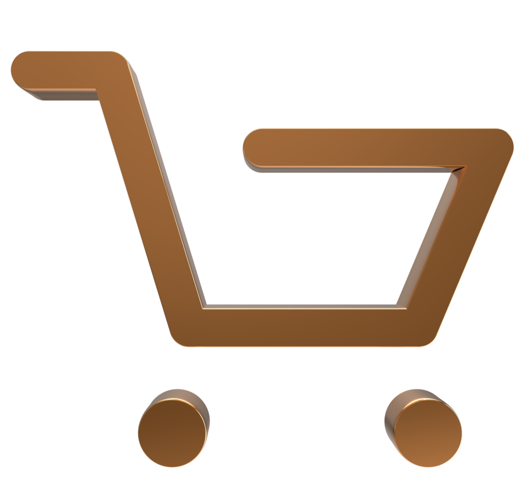 3D shopping cart icon on transparent background PNG