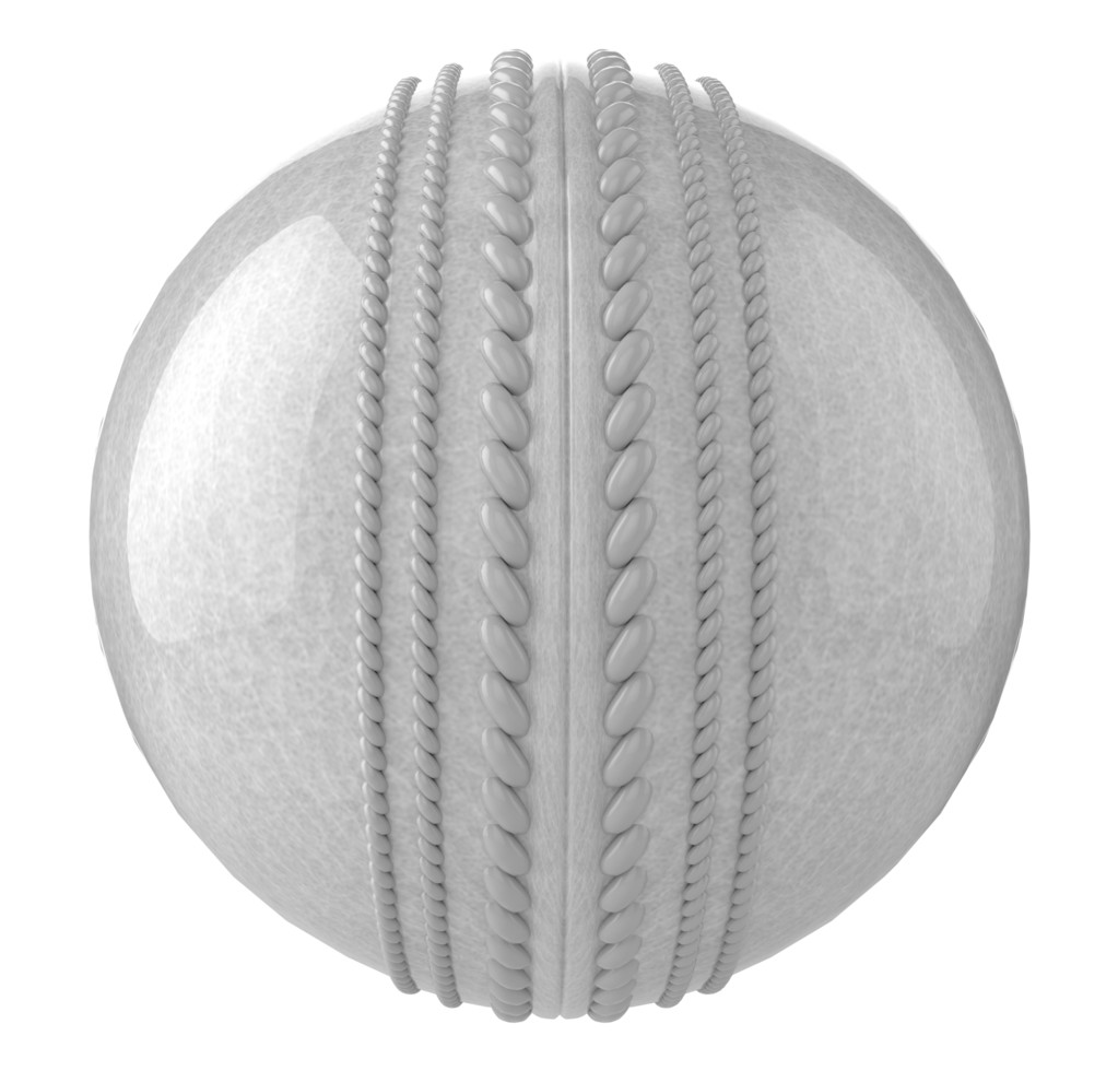 balle de cricket blanche brillante sur fond transparent isolé png