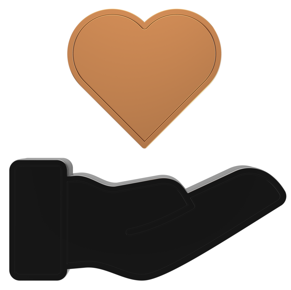 heart on hand icon isolated on transparent background png