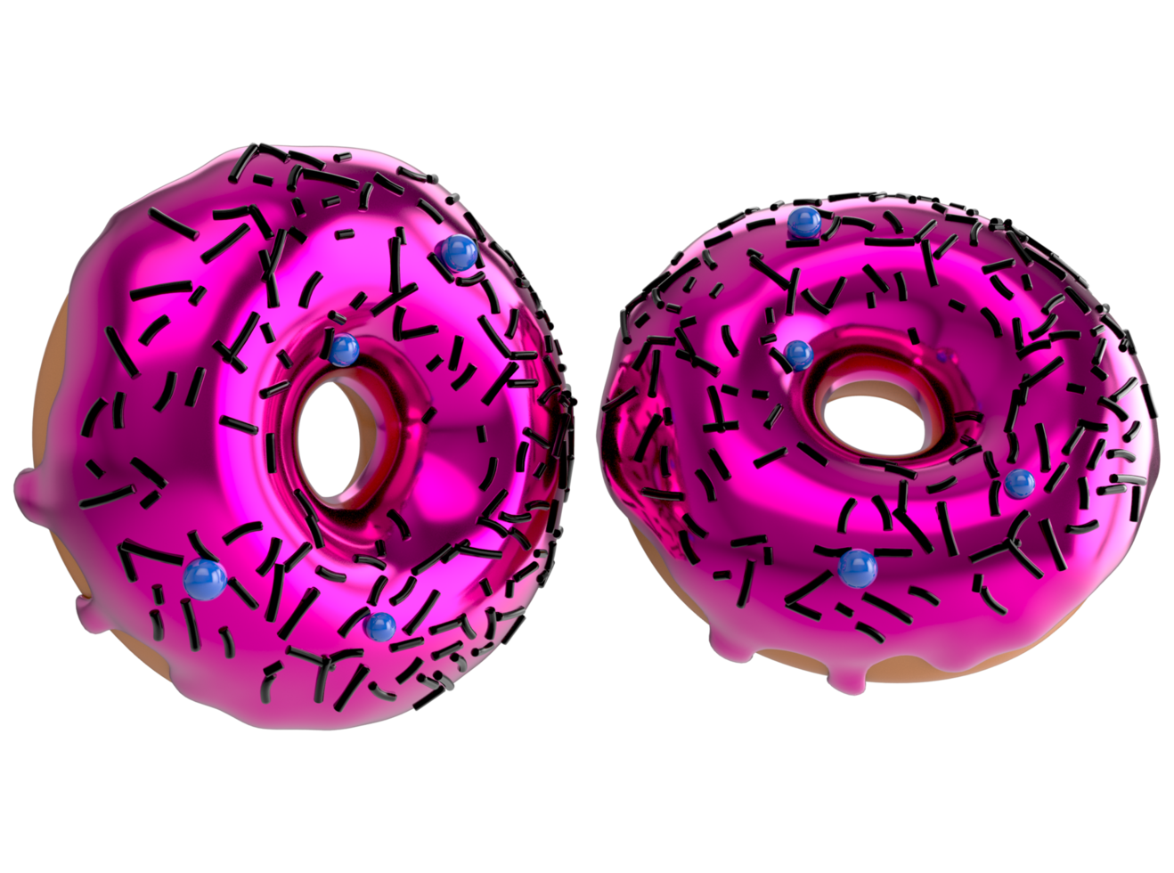 Colourful decorated donuts isolated on transparent background png