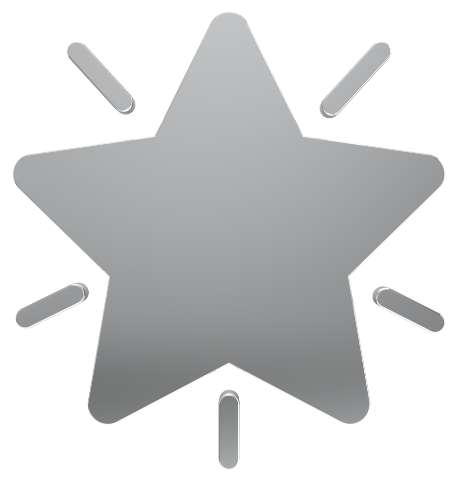 3d star silver 3d elements isolated on transparent png background