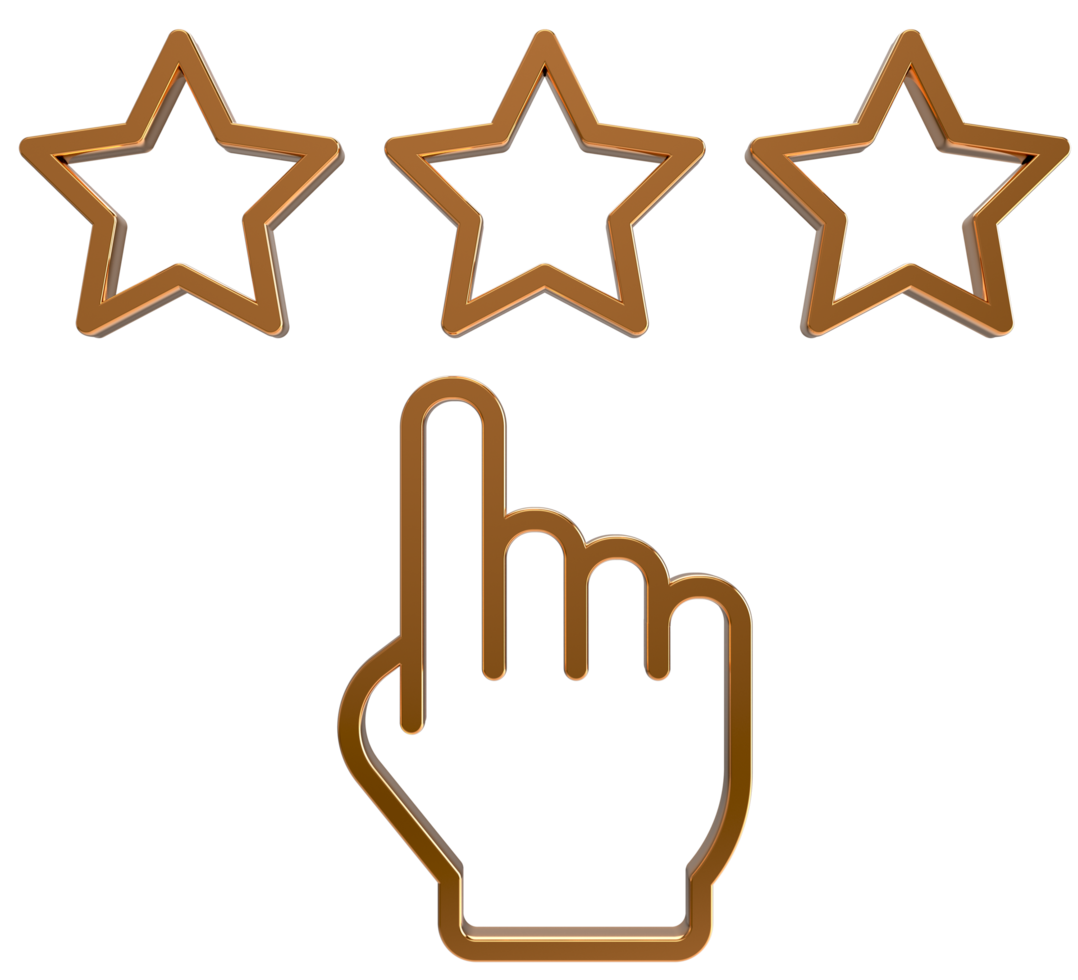 3 Star rating star 3D illustration png on transparent background