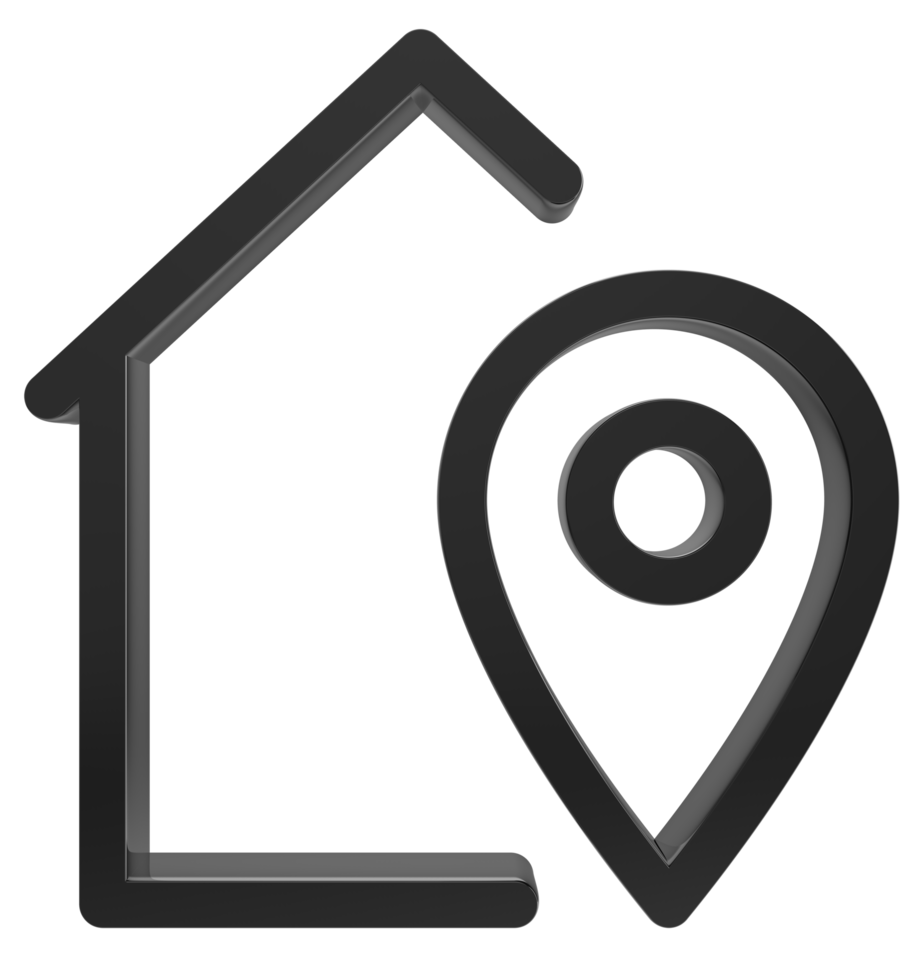 3D Home location icon on transparent background png