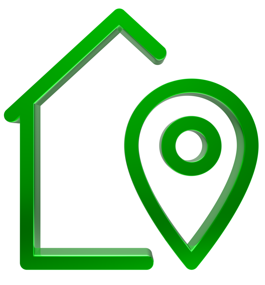 3D Home location icon on transparent background png