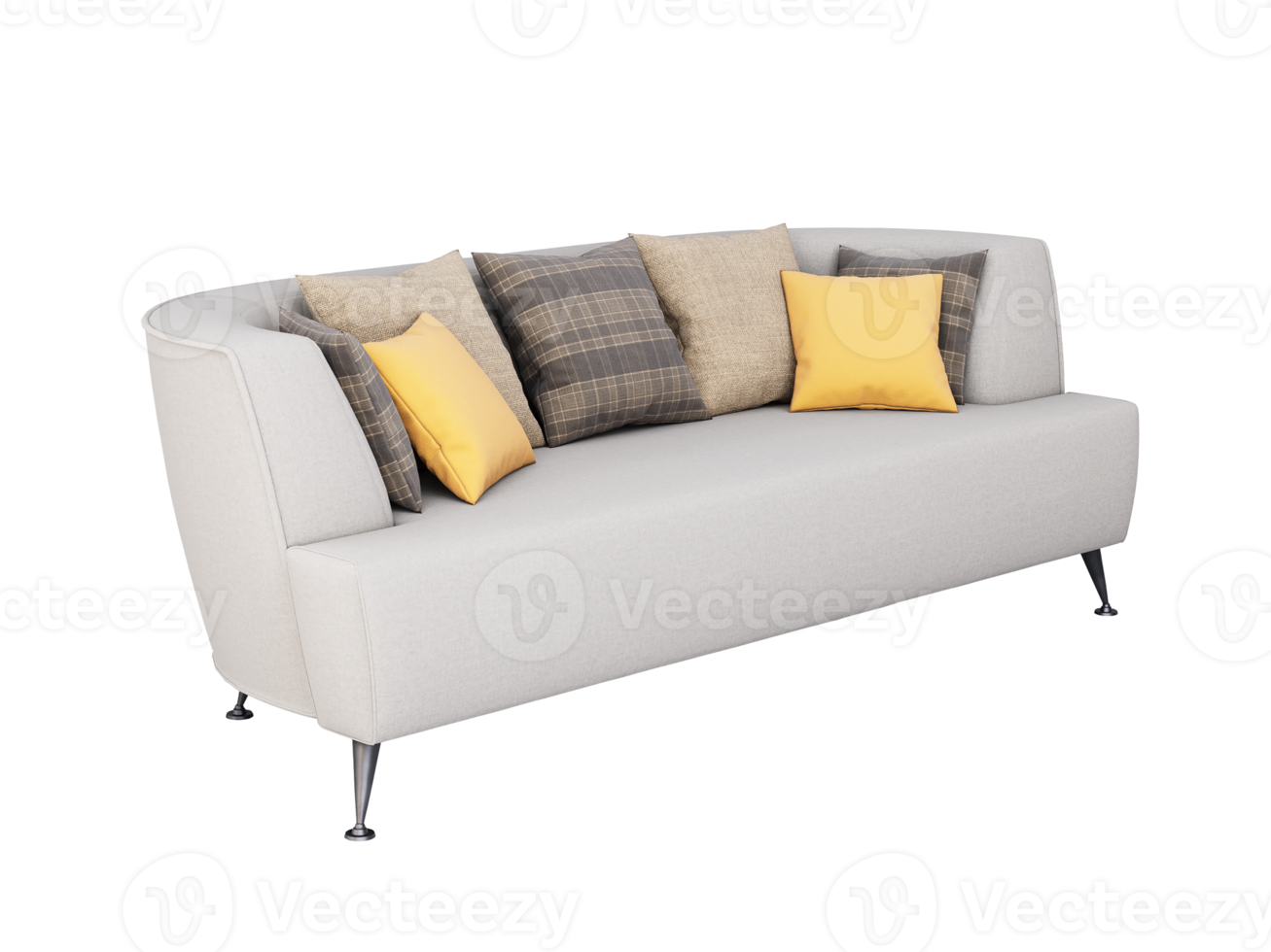 3d möbel modern tyg runda enda soffa isolerat png