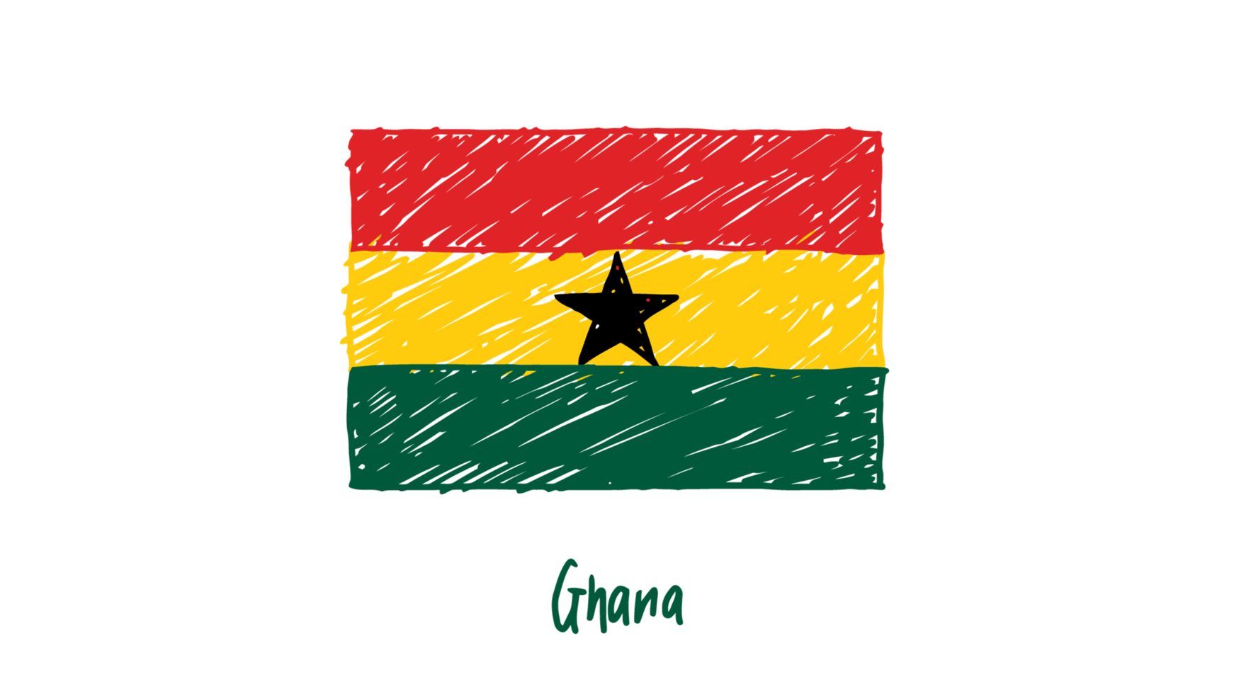 ghana national pays drapeau crayon couleur croquis illustration avec fond transparent png