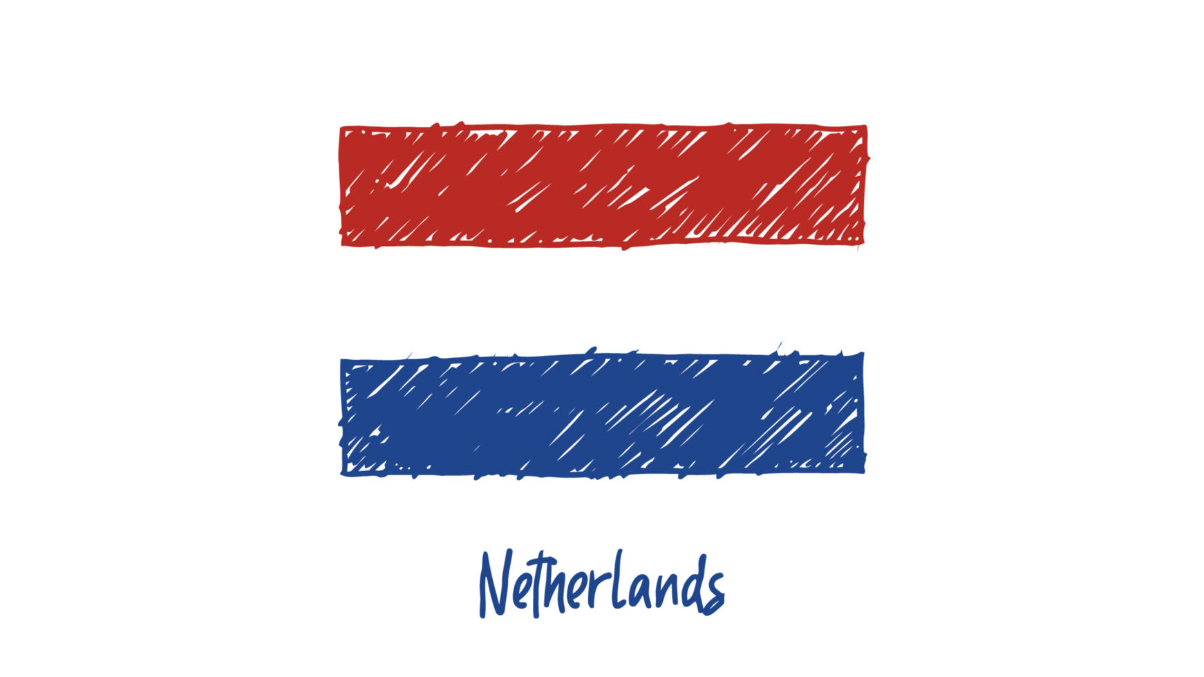 Netherlands National Country Flag Pencil Color Sketch Illustration with Transparent Background png
