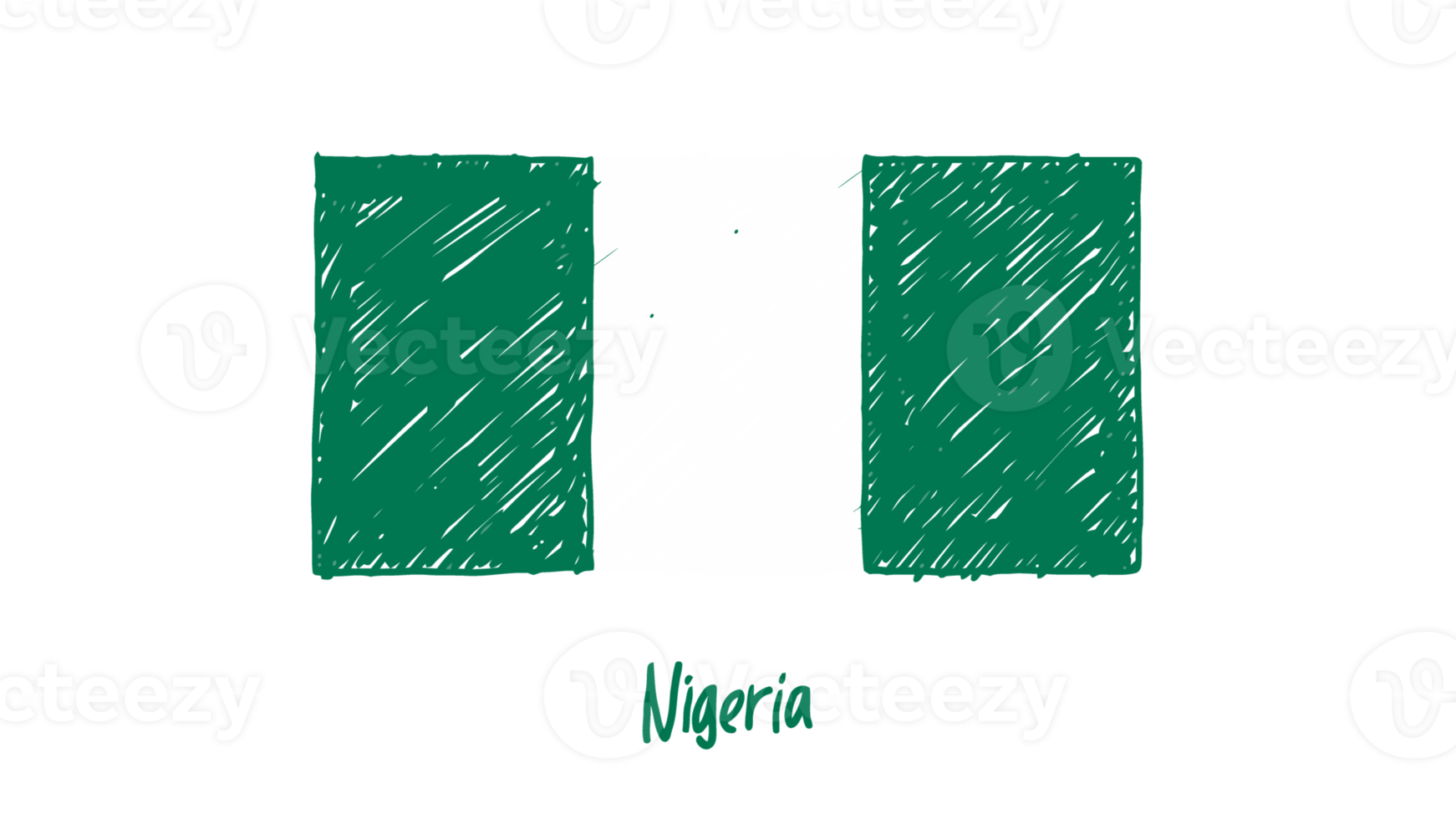 Nigeria nazionale nazione bandiera matita colore schizzo illustrazione con trasparente sfondo png