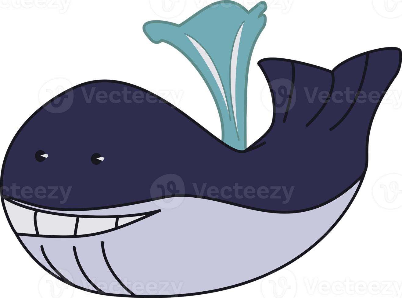 ilustración de ballena sonriente png