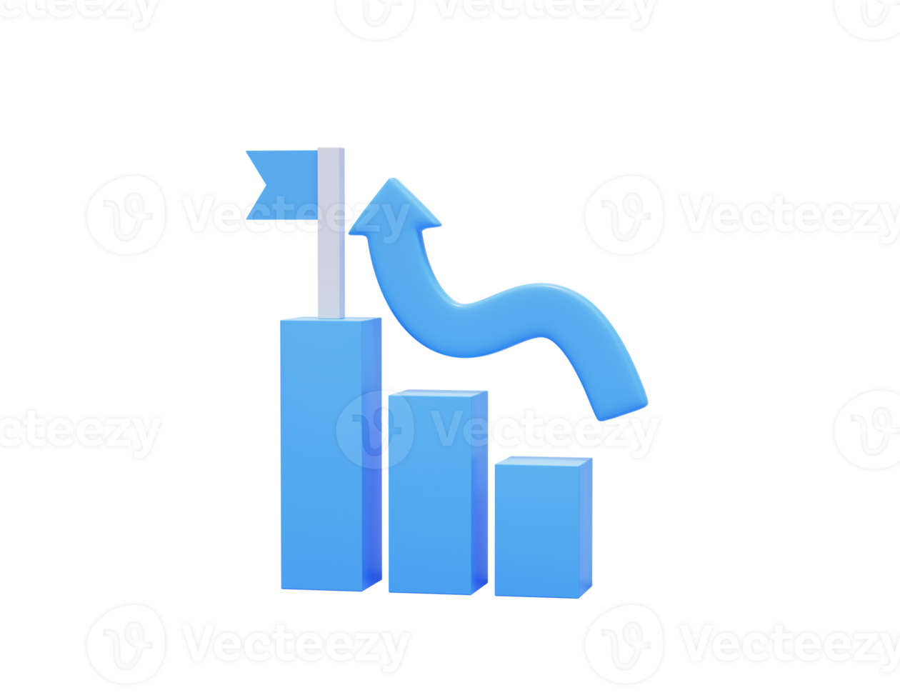 gráfico de crescimento com ilustração 3d do ícone da web do conceito de negócios e finanças de seta png