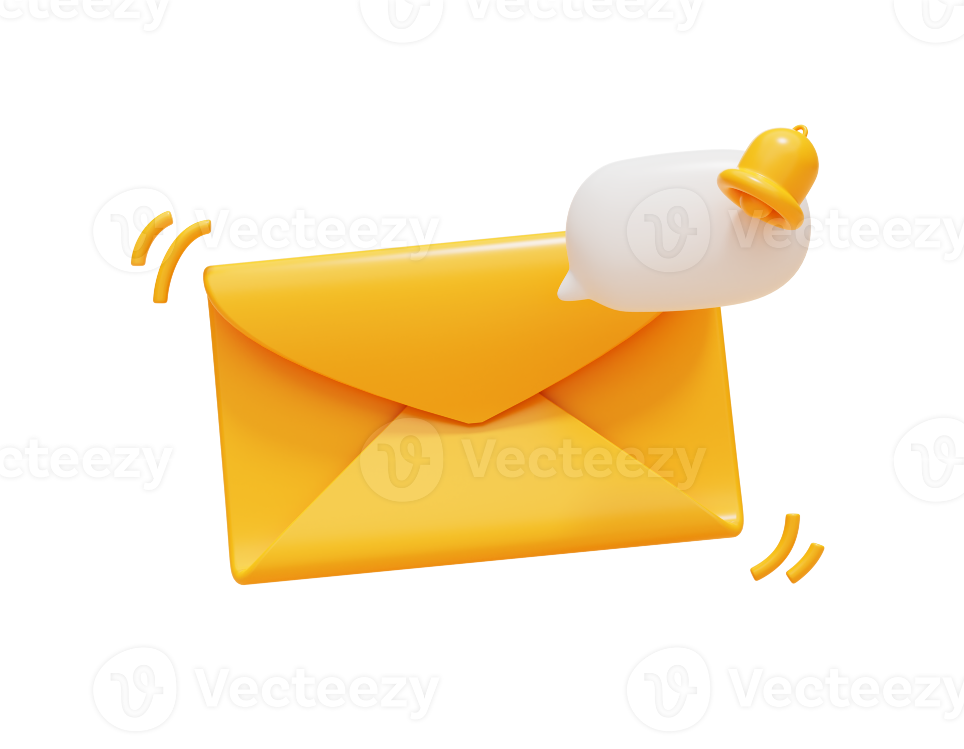 Yellow envelope with bell notification social contact element message