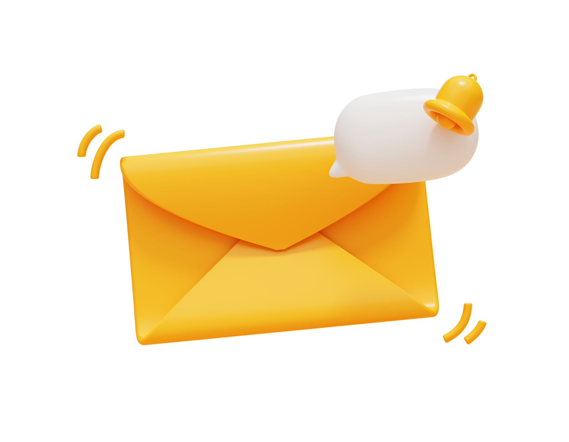 Yellow envelope with bell notification social contact element message
