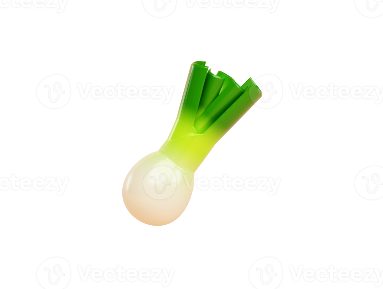 Green Spring Onion fresh and healthy vegetable Concept. 3d render illustration png