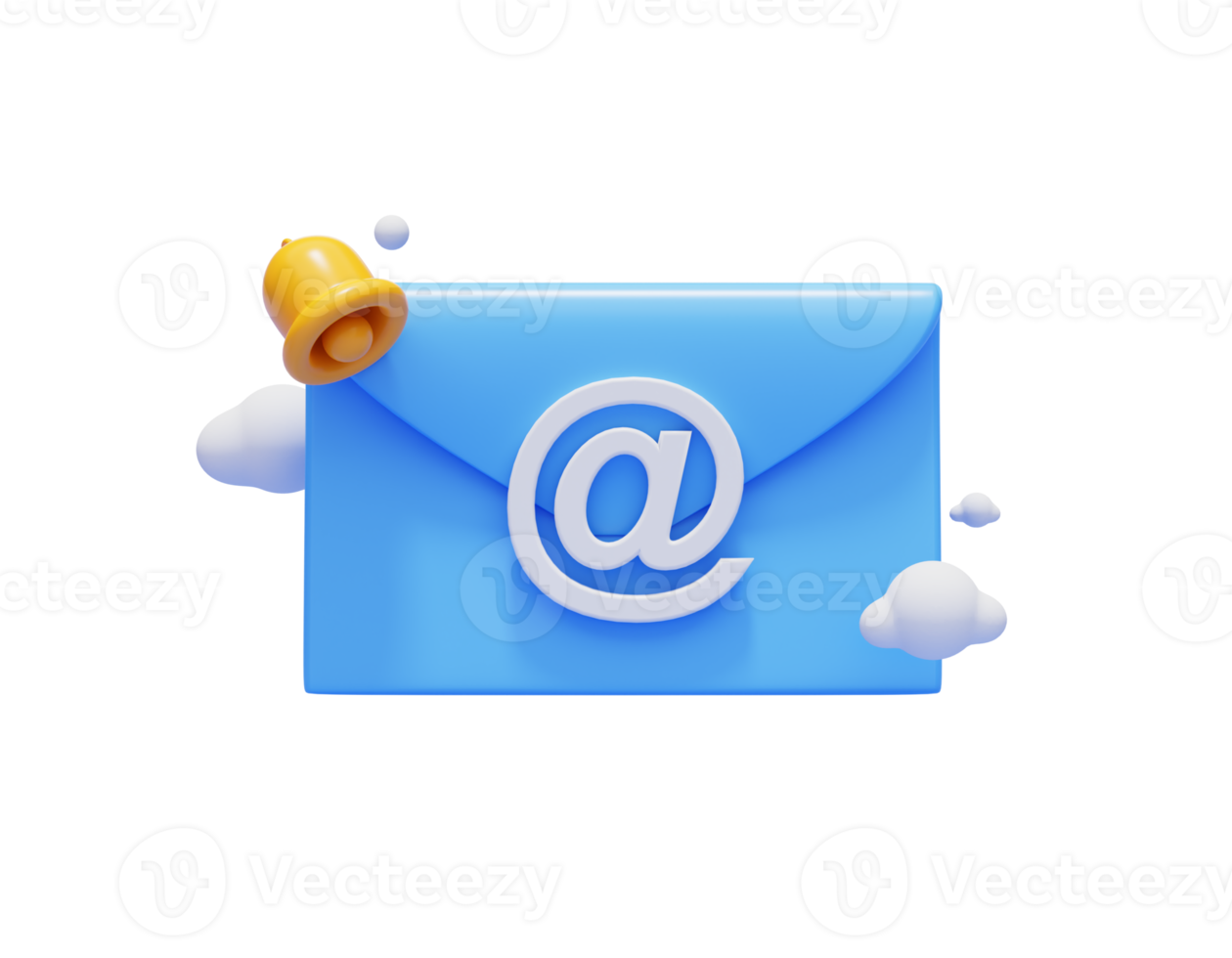 E-Mail mit Klingelbenachrichtigung Chat-Nachricht Alarm neues Ereignis Web-Symbol 3D-Darstellung png