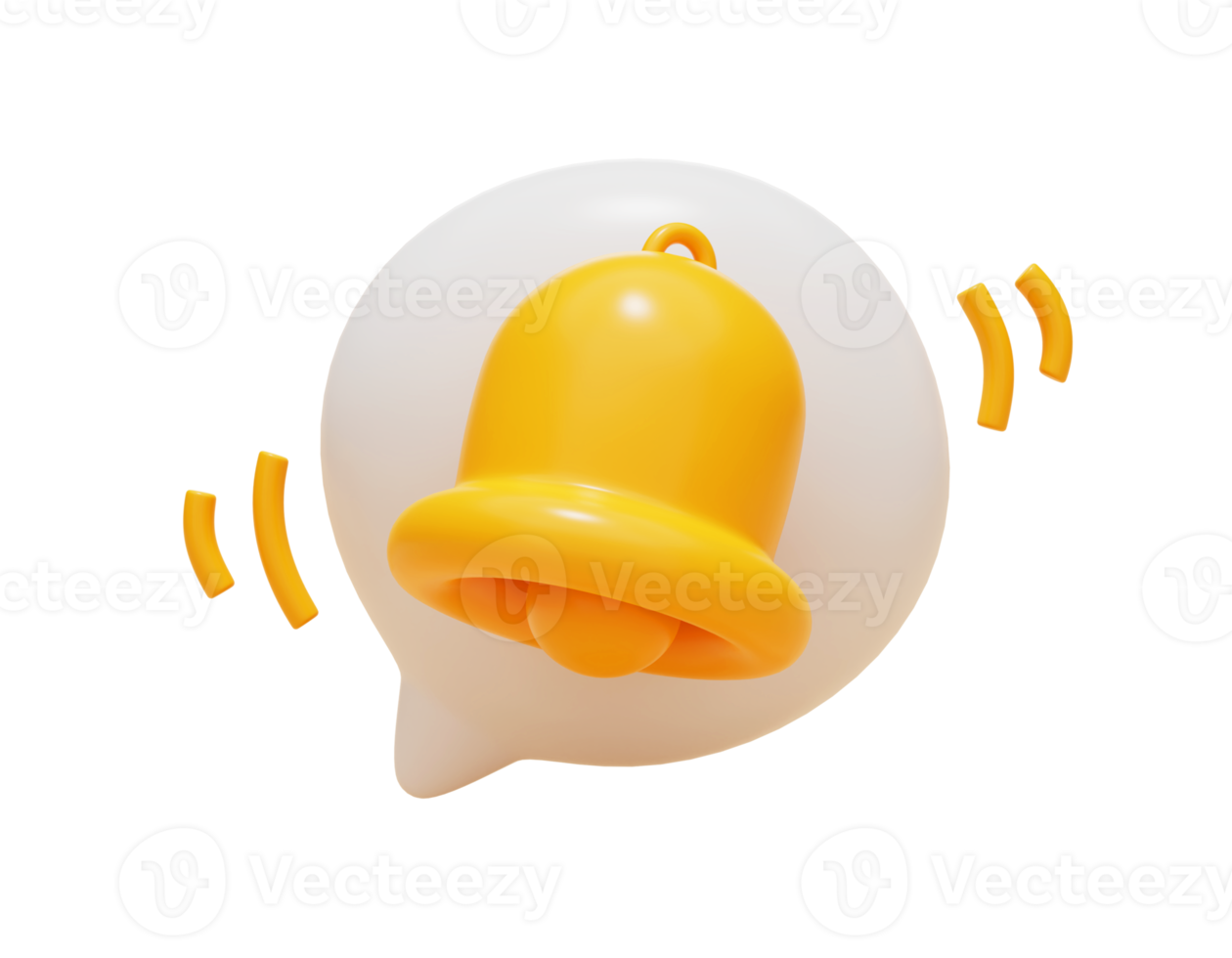 Bell notification on speech bubble chat alert new event information sign or symbol website icon 3d illustration png