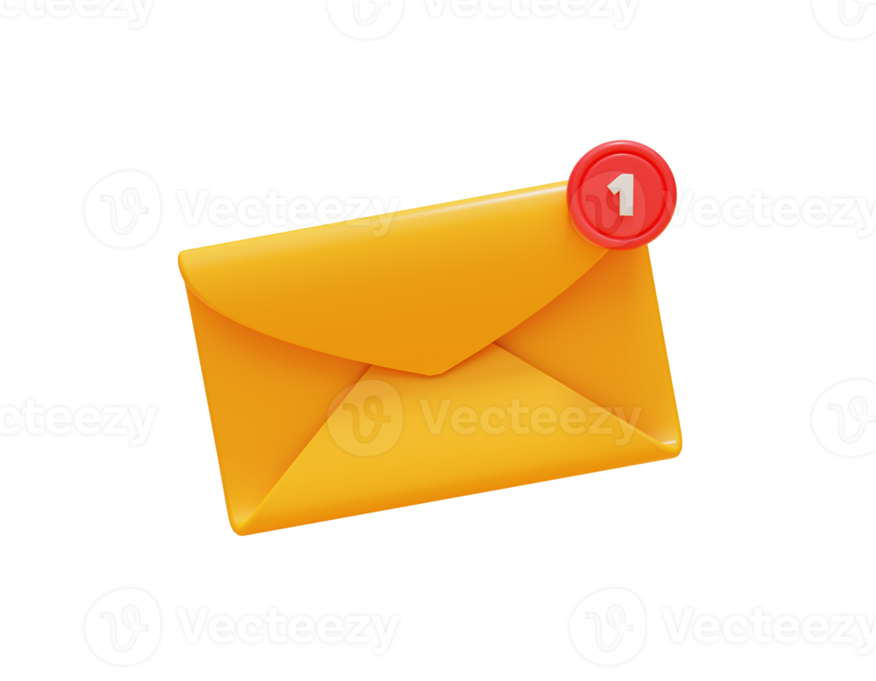 Yellow envelope with notification new email message in the inbox web icon 3d illustration png