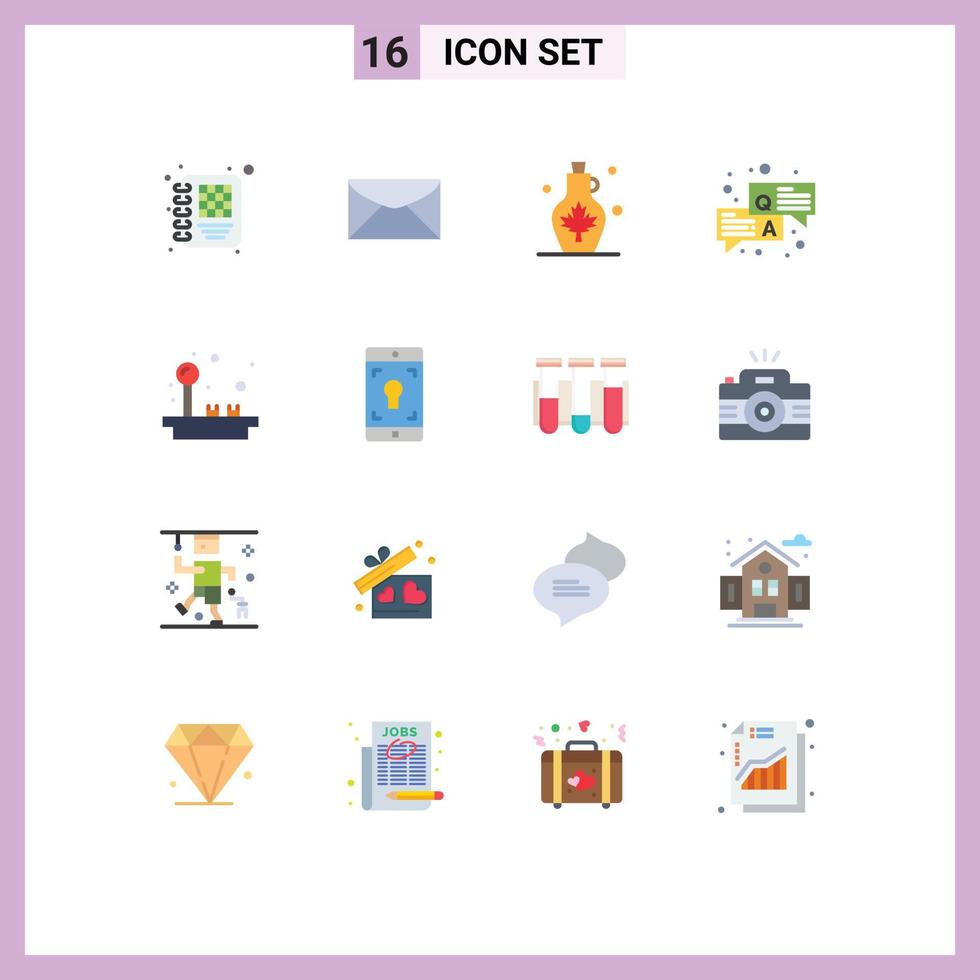 Pack of 16 creative Flat Colors of fun chat kettle question answer Editable Pack of Creative Vector Design Elements