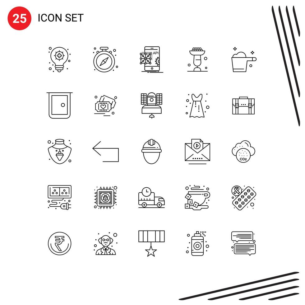 Line Pack of 25 Universal Symbols of cleaning cupsakes application cupcake baking Editable Vector Design Elements