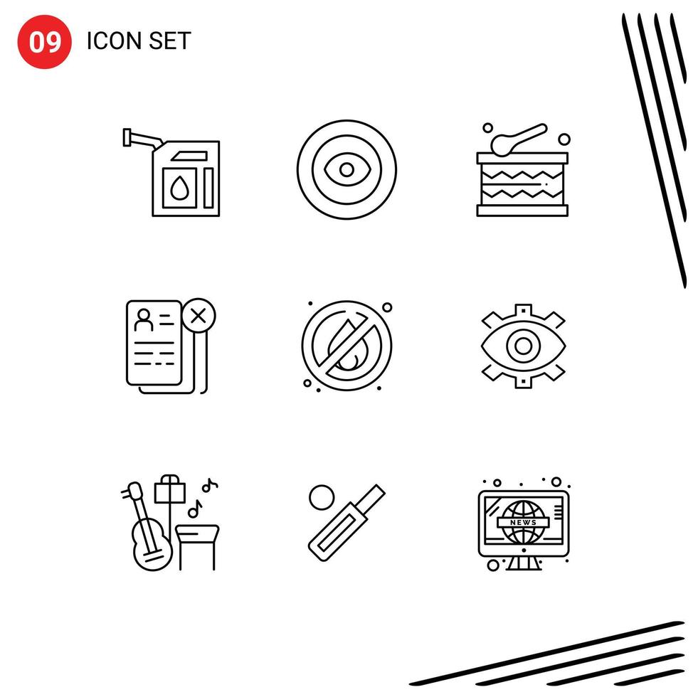 Outline Pack of 9 Universal Symbols of no resume celebration job career Editable Vector Design Elements