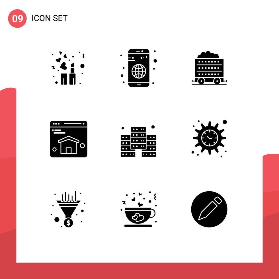 Stock Vector Icon Pack of 9 Line Signs and Symbols for management economy barrow digital homepage Editable Vector Design Elements