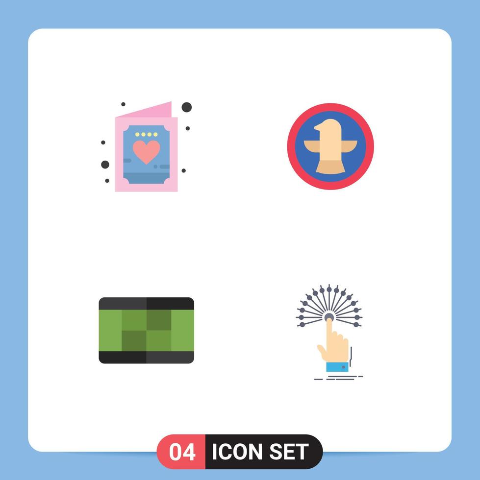 Modern Set of 4 Flat Icons and symbols such as card court invitation bird reach Editable Vector Design Elements