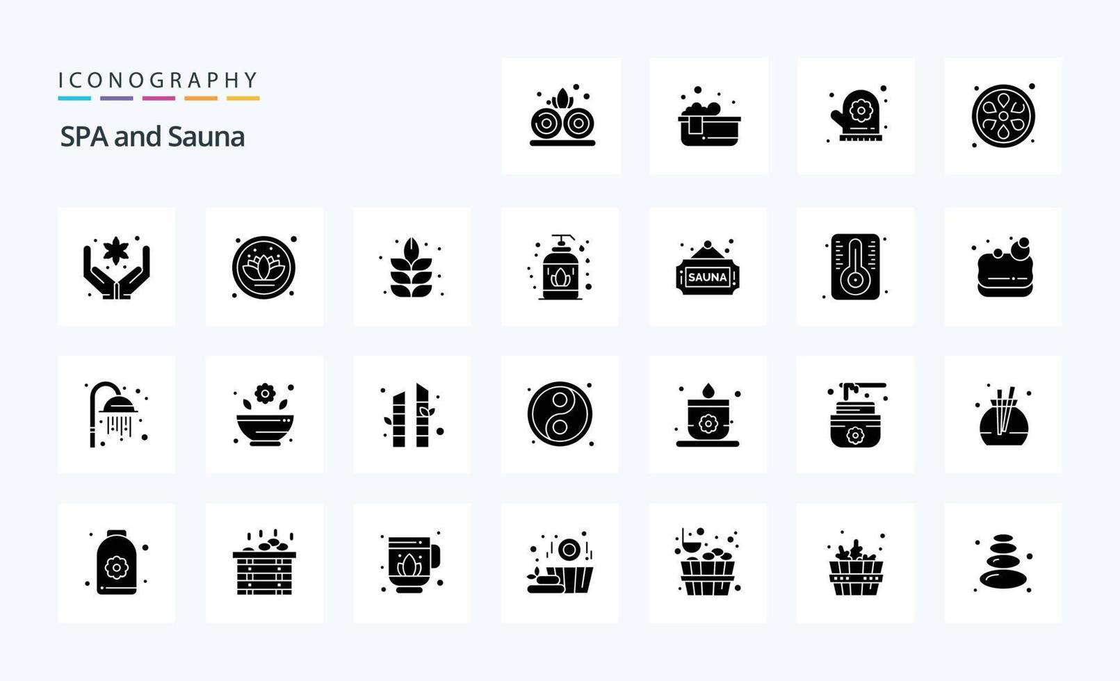 25 Sauna Solid Glyph icon pack vector