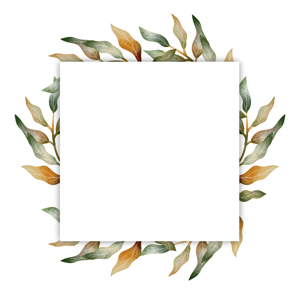 cadre aquarelle feuille png