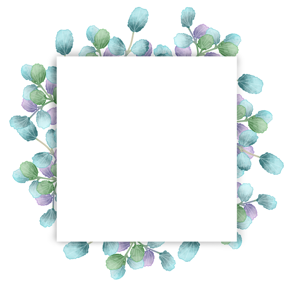 cadre aquarelle feuille png