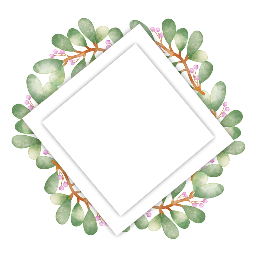 cadre aquarelle feuille png