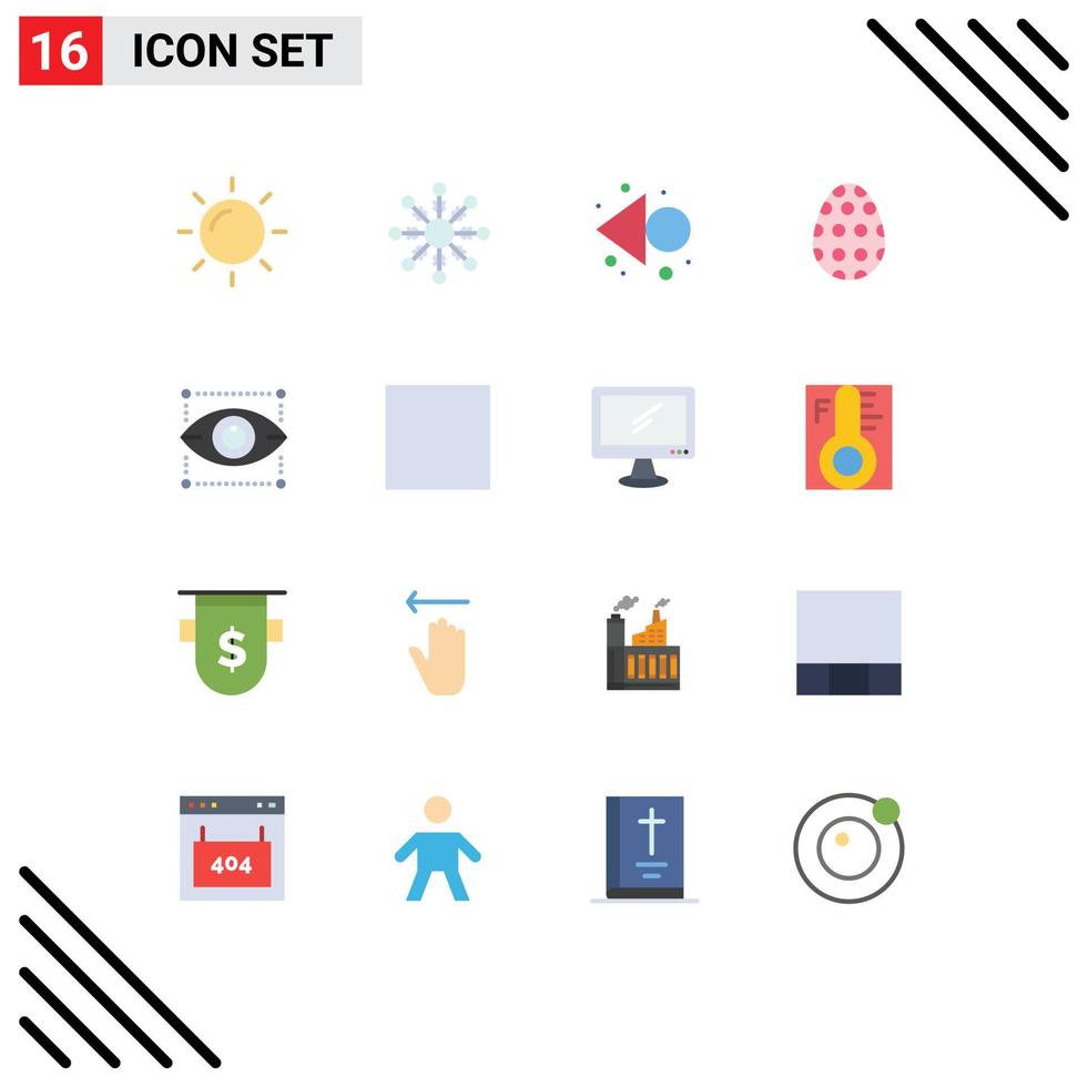 Pack of 16 creative Flat Colors of full screen designing rewind design egg Editable Pack of Creative Vector Design Elements